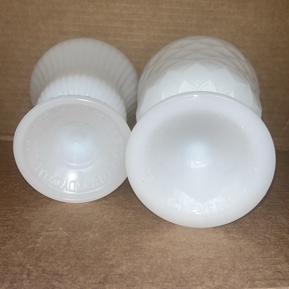 Two vintage milk, glass pedestal vases.  Both for $30 - Picture 2 of 3